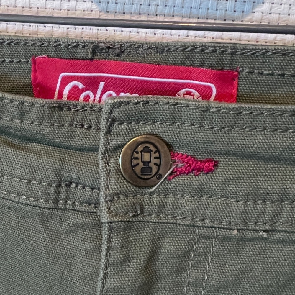 Coleman Olive Green Canvas Utility Shorts Size 34 Stretch Cotton Outdoor READ - Picture 8 of 11